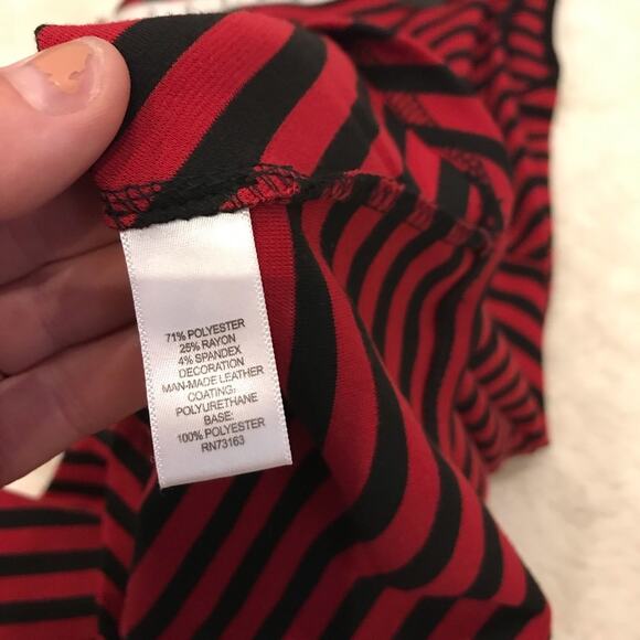 Spense sleeveless contrasting striped dress with faux leather trim size 8 - Picture 6 of 6